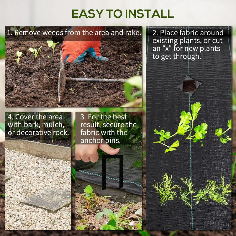 Outsunny 6.5ft x 164ft Weed Barrier, Landscape Fabric, for Greenhouse Yard Garden Weed Control, Heavy-Duty & Easy Setup, 2oz