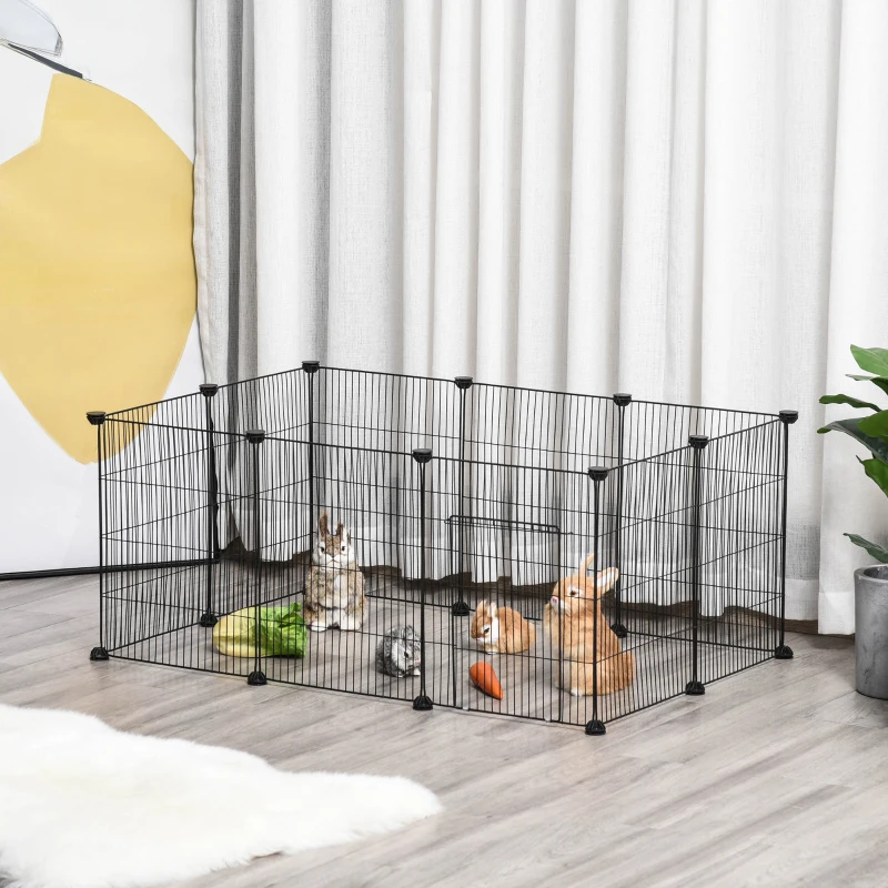 PawHut Small Animal Cage for Bunny, Guinea Pig, Chinchilla, Hedgehog, Portable Pet Enclosure with Door, 22 Panels