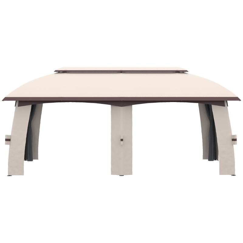 Outsunny 10' x 20' Patio Gazebo, Outdoor Gazebo Canopy Shelter with Netting & Curtains, Vented Roof for Garden, Beige