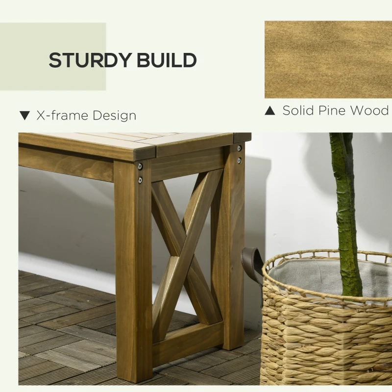 Outsunny 2 Seater Wooden Garden Bench, Outdoor Patio Loveseat with Pine Wood Frame for Park, Porch and Lawn, Brown