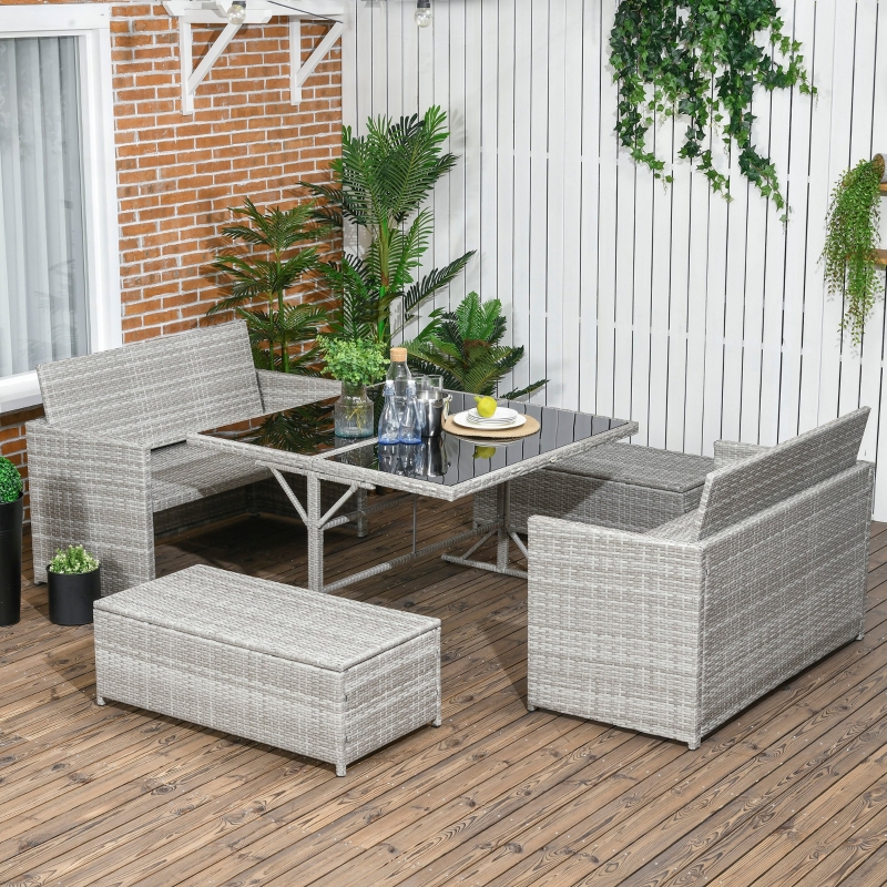 Outsunny 5 Pieces Wicker Patio Dining Set, Conversational Rattan