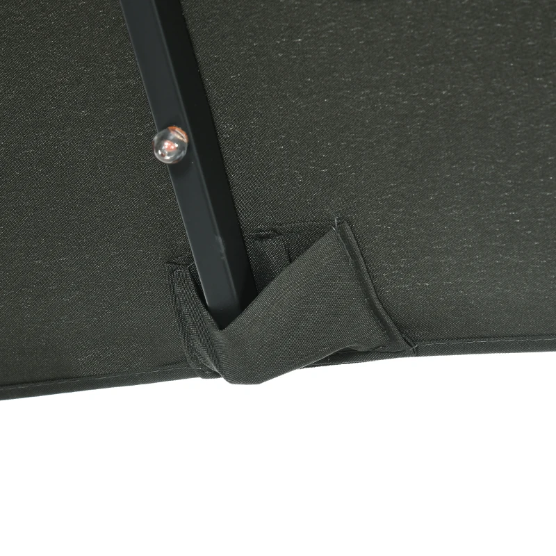 Outsunny 10ft Double-sided Patio Umbrella with Solar Lights and Sandbag Base, Outdoor Umbrella with Push Button Tilt, Crank, Air Vents for Garden, Backyard, Deck, Pool, Market, Gray