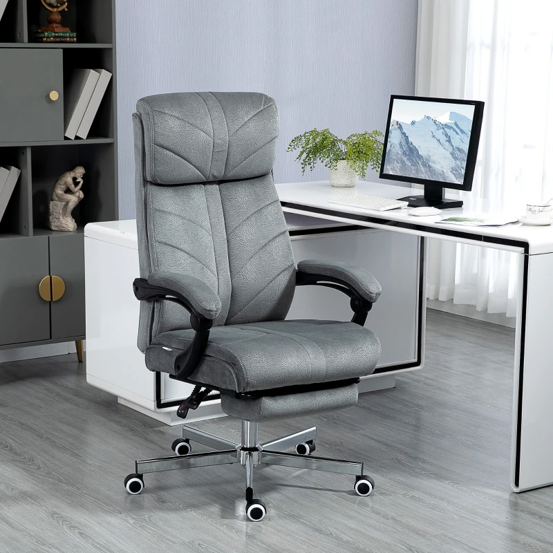 Vinsetto High-Back Office Chair Computer Desk Chair with Footrest Reclining Function and Adjustable Height Gray