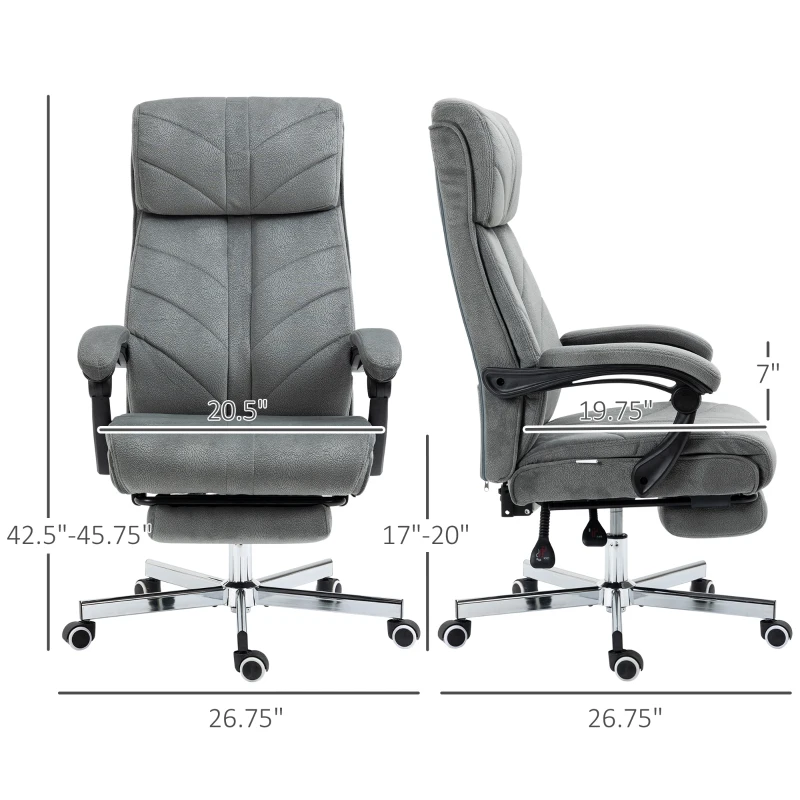 Vinsetto High-Back Office Chair Computer Desk Chair with Footrest Reclining Function and Adjustable Height Gray