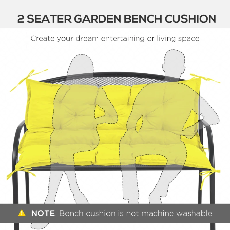 Outsunny Proch Swing Cushion, 40.5" x 40" x 4" Outdoor Bench Cushion with Backrest, 4" Thick Filling and String Ties, 2 Seater, Yellow
