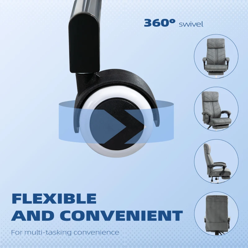 Vinsetto High-Back Office Chair Computer Desk Chair with Footrest Reclining Function and Adjustable Height Gray