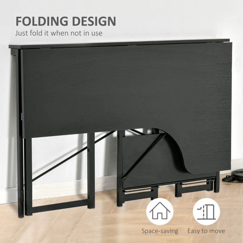 HOMCOM L-Shaped Desk, Folding Computer Corner Desk, Study Table with 2 Shelves, Home Office Workstation  with 2 Shelves, Black