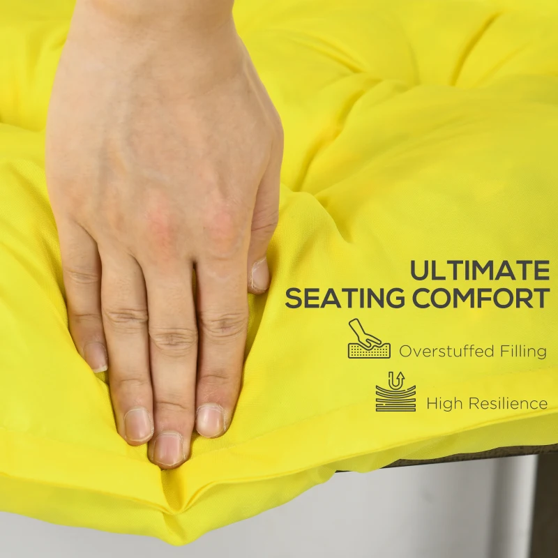 Outsunny Proch Swing Cushion, 40.5" x 40" x 4" Outdoor Bench Cushion with Backrest, 4" Thick Filling and String Ties, 2 Seater, Yellow