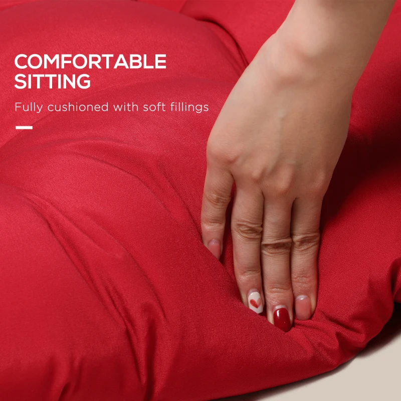 Outsunny Set of 2 Patio Bench Replacement Cushions, 2 Seater Outdoor Loveseat Cushion Seat Pad, 43" x 19" x 3", Wine Red