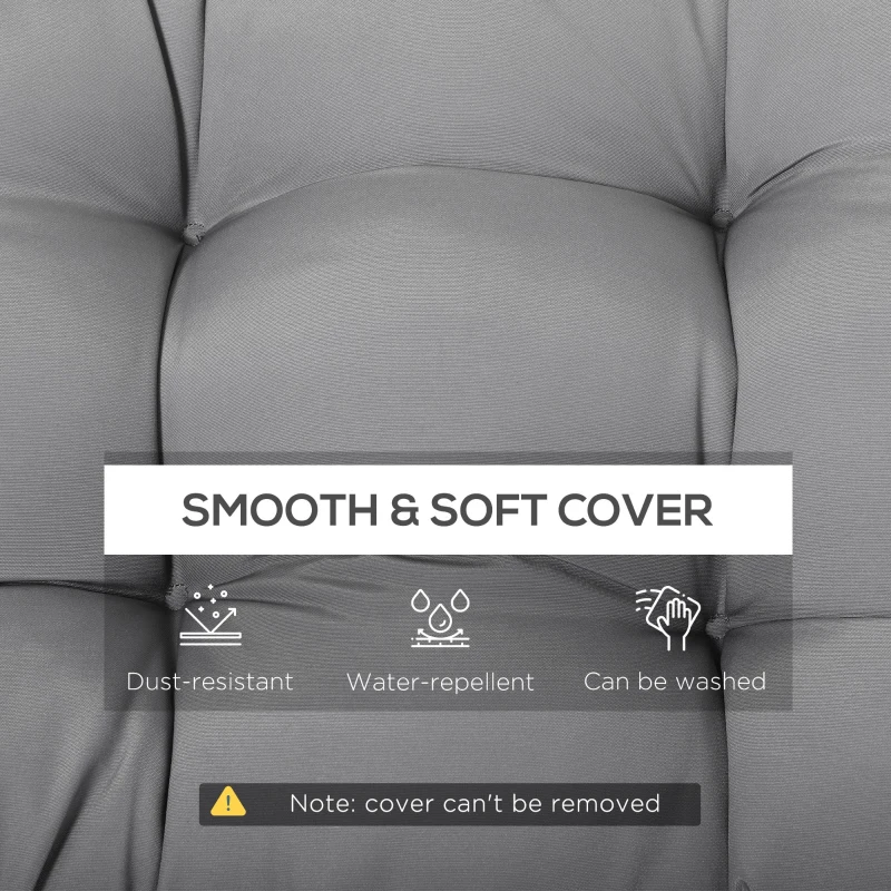 Outsunny Set of 2 Patio Bench Replacement Cushions, 2 Seater Outdoor Loveseat Cushion Seat Pad, 43" x 19" x 3", Grey