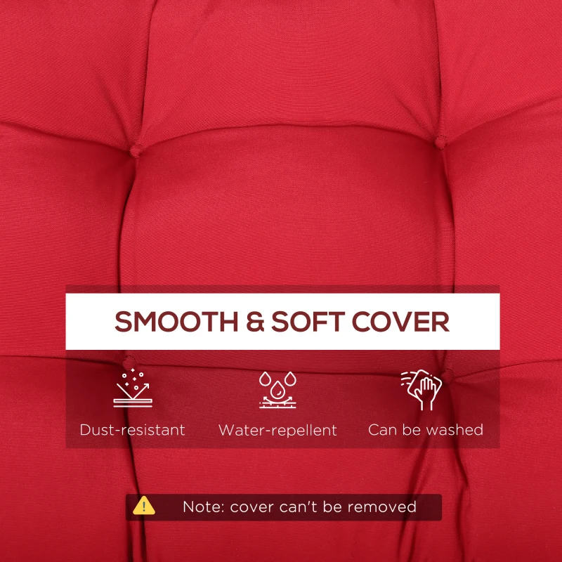 Outsunny Set of 2 Patio Bench Replacement Cushions, 2 Seater Outdoor Loveseat Cushion Seat Pad, 43" x 19" x 3", Wine Red