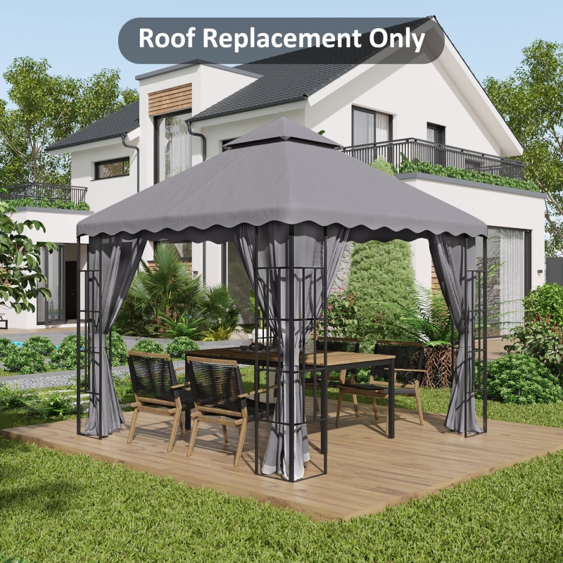 Outsunny 10' x 10' Gazebo Replacement Canopy Cover, 2Tier Gazebo Roof