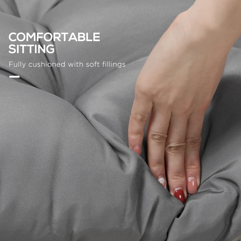 Outsunny Set of 2 Patio Bench Replacement Cushions, 2 Seater Outdoor Loveseat Cushion Seat Pad, 43" x 19" x 3", Grey