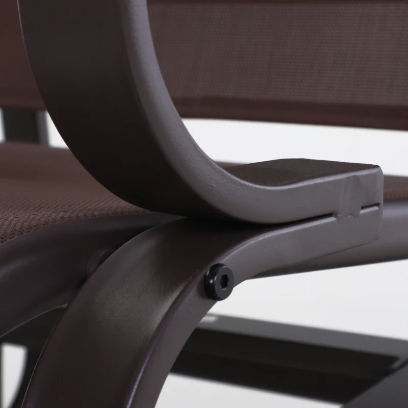 Outsunny Patio Glider with Breathable Mesh Fabric, Outdoor Glider Chair, Garden Rocking Gliding Seat for Patio, Yard, Porch, Brown