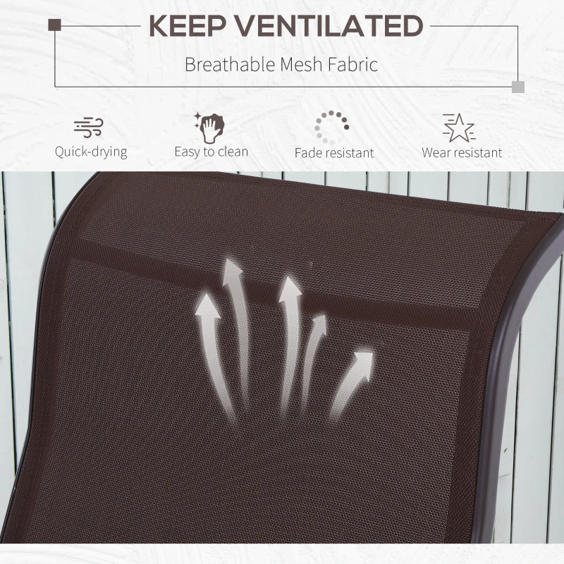 Outsunny Patio Glider with Breathable Mesh Fabric, Outdoor Glider Chair, Garden Rocking Gliding Seat for Patio, Yard, Porch, Brown