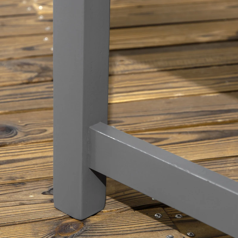 Outsunny 6 Piece Patio Dining Set, Outdoor Poplar Wood Furniture Set, Umbrella Hole Table and Chairs with Bench for Porch, Backyard, Balcony, Outside Garden, Dark Gray