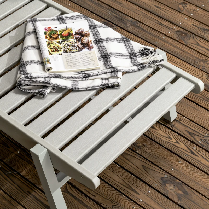 Outsunny Outdoor Chaise Lounge Chair, Heavy-Duty Plastic HDPE Pool Furniture with 5 Positions Reclining Backrest & Aluminum Frame for Beach, Tanning, Poolside, Patio, Light Gray