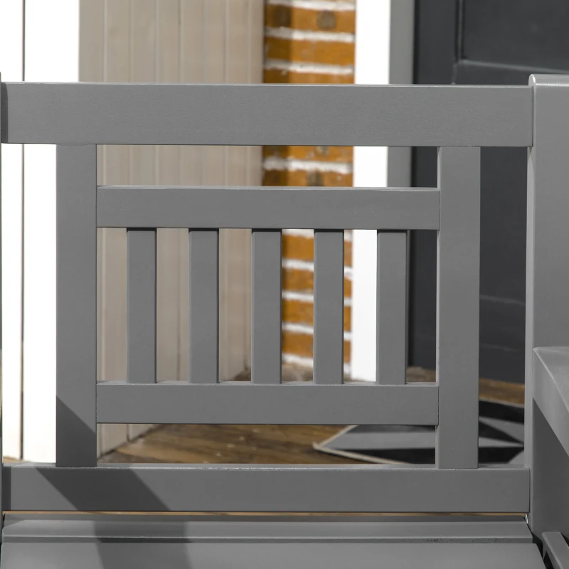 Outsunny 6 Piece Patio Dining Set, Outdoor Poplar Wood Furniture Set, Umbrella Hole Table and Chairs with Bench for Porch, Backyard, Balcony, Outside Garden, Dark Gray