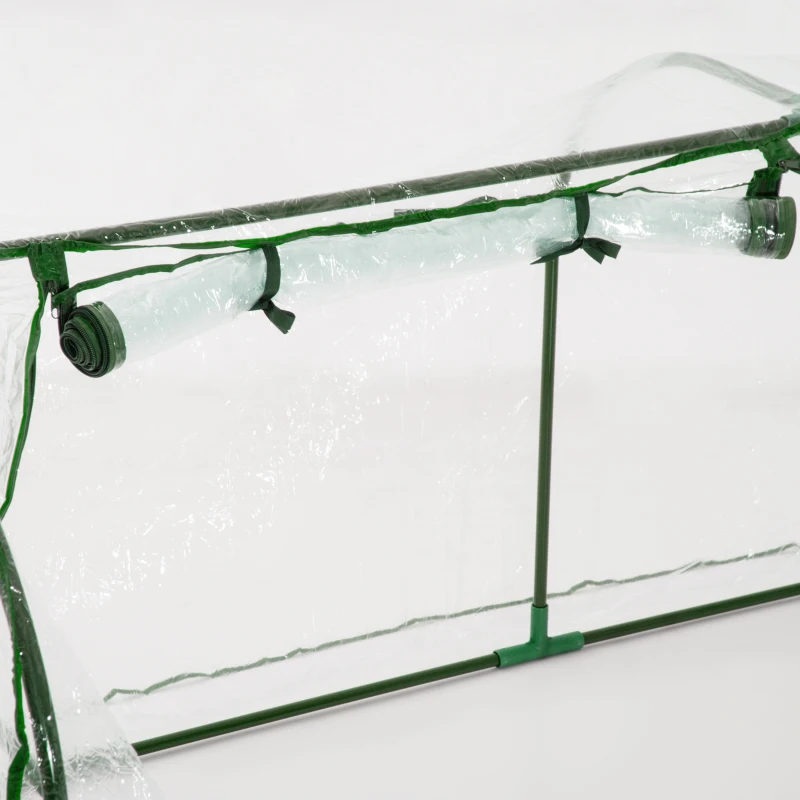 Outsunny 7' L x 3' W x 2.5' H Portable Tunnel Greenhouse for Outdoor Garden Hot House with 4 Zippered Doors, PVC Cover