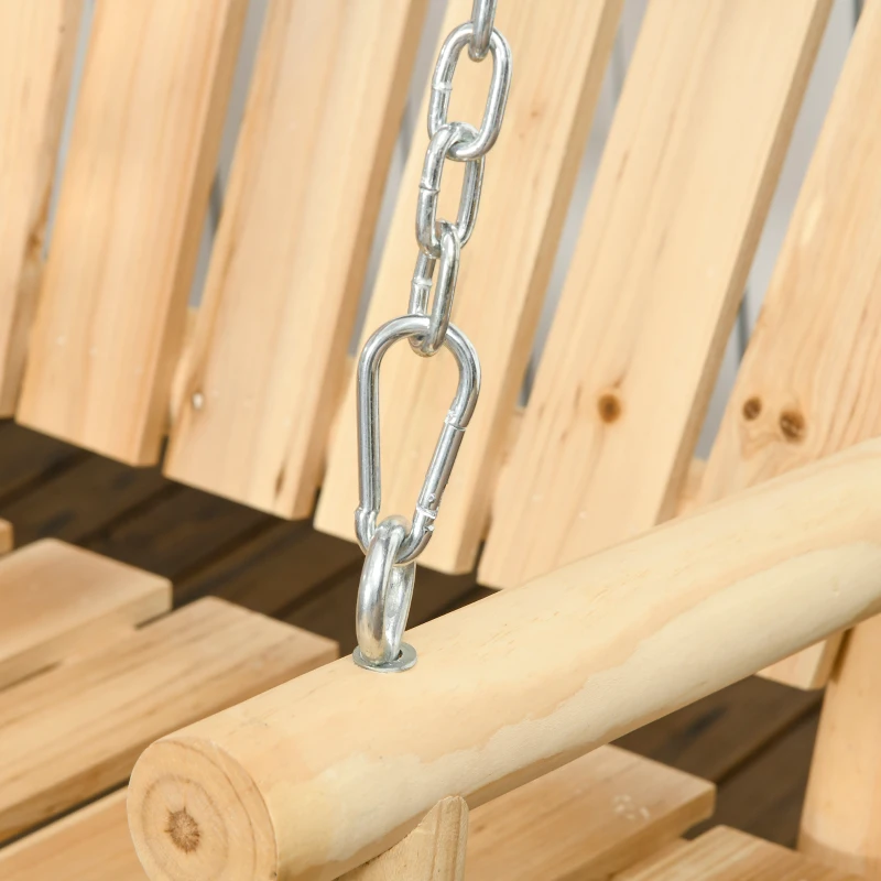 Outsunny 2-Seater Porch Swing, Hanging Outdoor Swing Bench with Metal Chains for Deck, Patio, Garden, Backyard