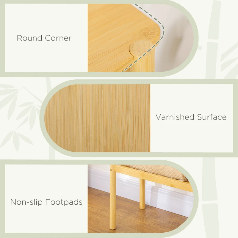 HOMCOM Bamboo Shelf, 2-Tier Storage Shelf, Plant Flower Stand for the Bathroom, Kitchen and Living Room Storage, Natural