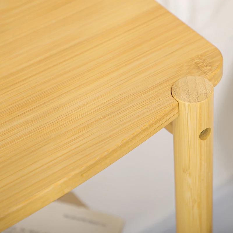 HOMCOM Bamboo Shelf, 2-Tier Storage Shelf, Plant Flower Stand for the Bathroom, Kitchen and Living Room Storage, Natural