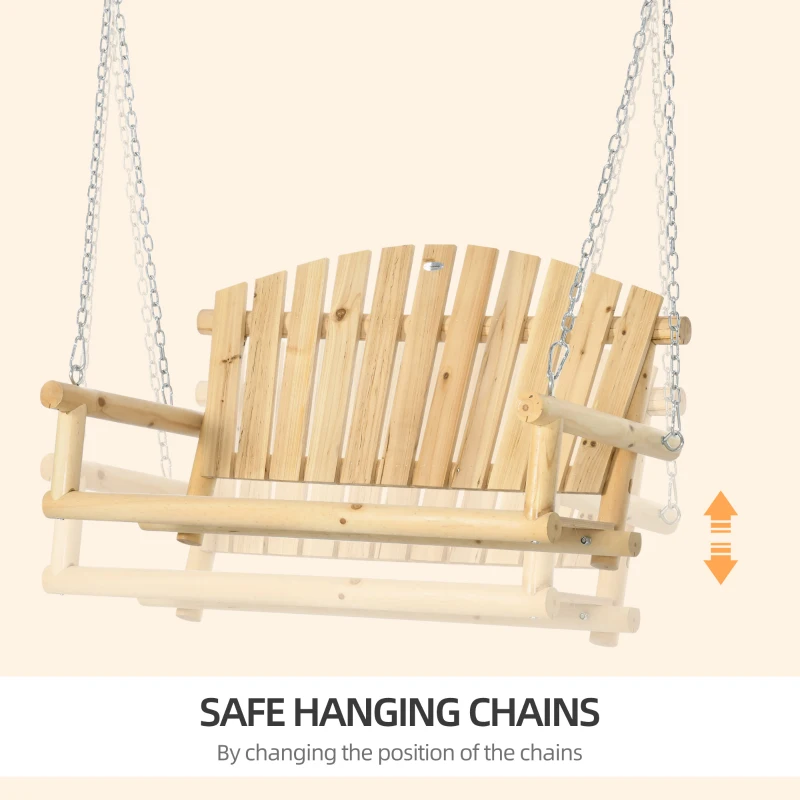 Outsunny 2-Seater Porch Swing, Hanging Outdoor Swing Bench with Metal Chains for Deck, Patio, Garden, Backyard
