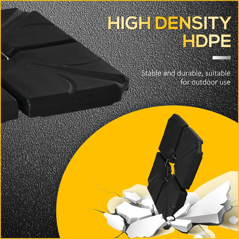 Outsunny 4 Piece Umbrella Base Stand Cantilever Offset Patio Umbrella Weight Plates w/ U Locking, 123 lb Capacity Water or 158 lb Capacity Sand, Black