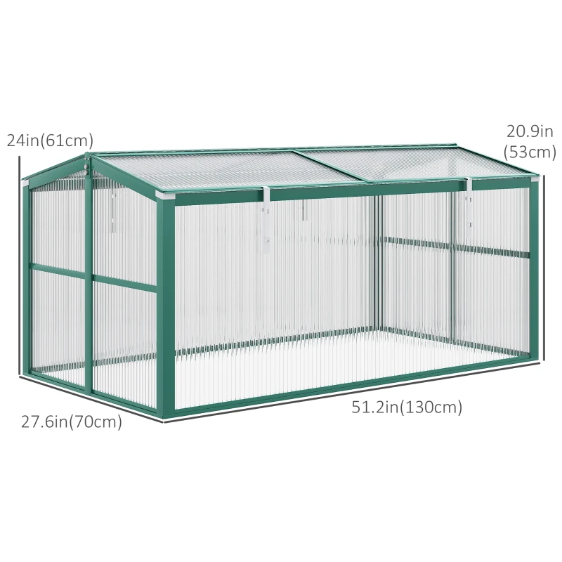 Outsunny Aluminium Cold Frame Greenhouse Garden Portable Raised Planter with Openable Top, 51" x 28" x 24"