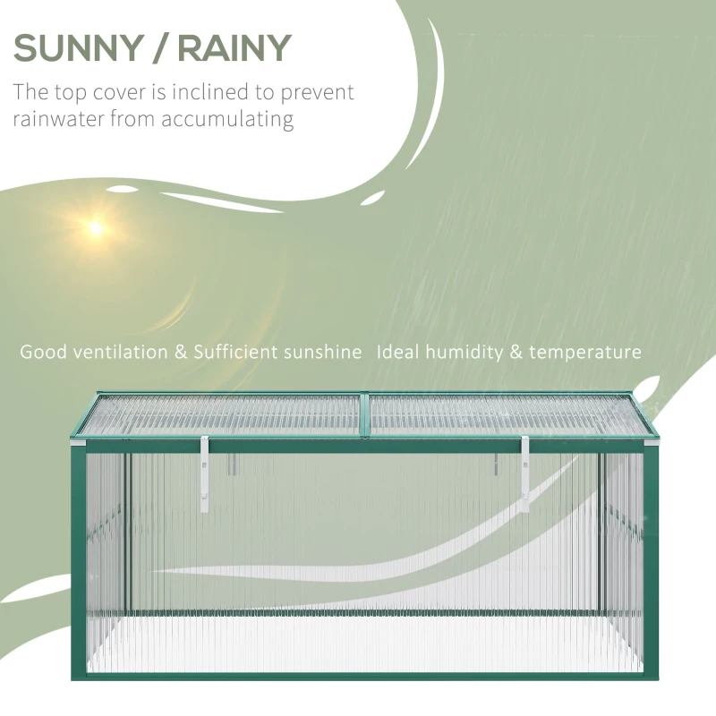Outsunny Aluminium Cold Frame Greenhouse Garden Portable Raised Planter with Openable Top, 51" x 28" x 24"