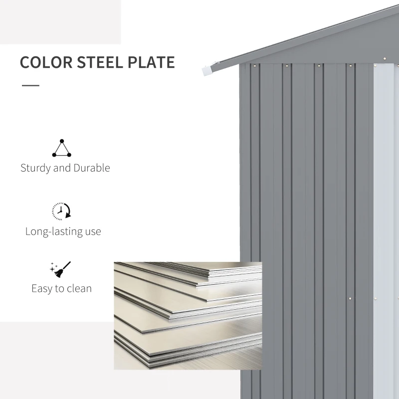 Outsunny 6.4' x 3.6' x 6' Garden Storage Shed Outdoor Patio Yard Metal Tool Storage House w Double Doors Gray