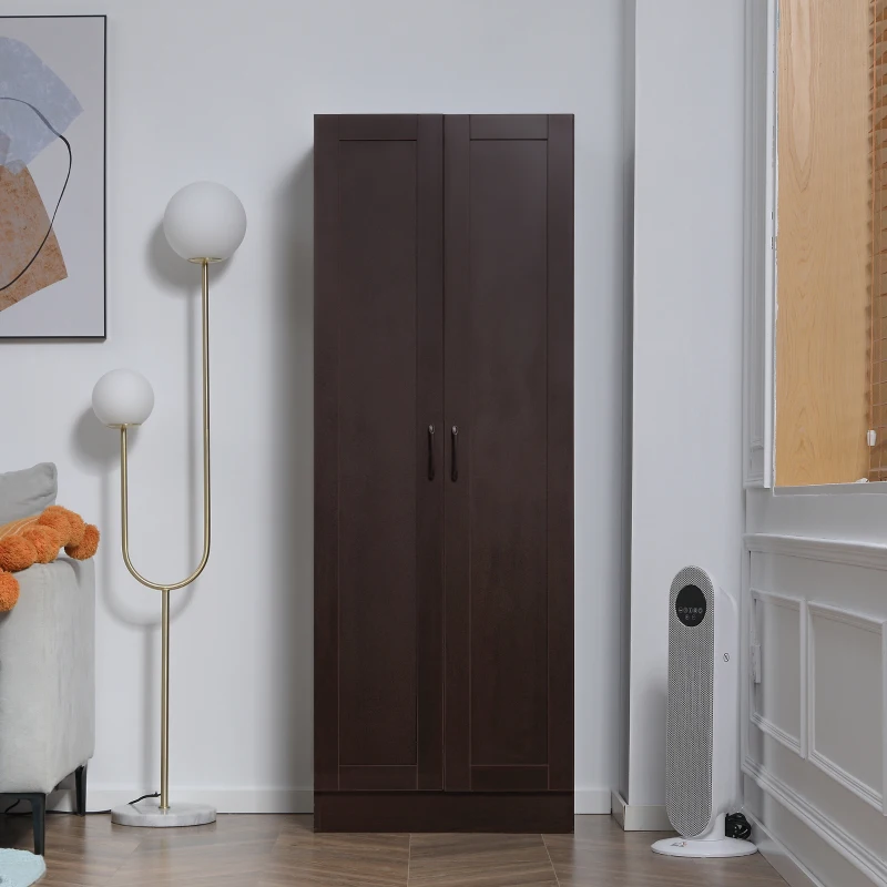 HOMCOM 66" Kitchen Pantry Cabinet, Freestanding Storage Cabinet with 2 Soft Close Doors and 4 Shelves, Dark Walnut