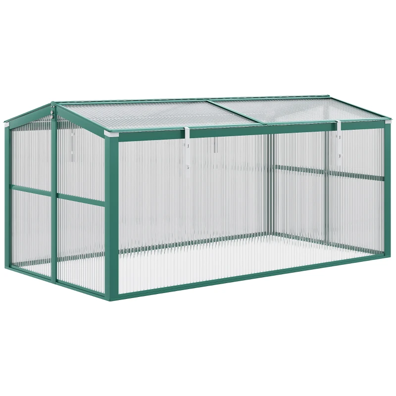 Outsunny Aluminium Cold Frame Greenhouse Garden Portable Raised Planter with Openable Top, 51" x 28" x 24"