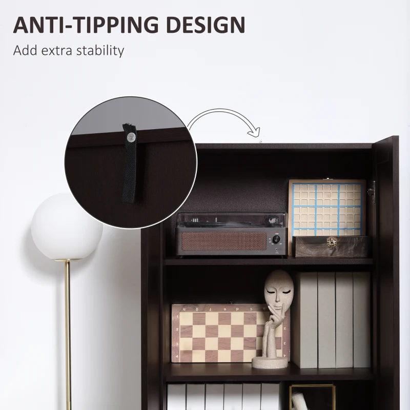 HOMCOM 66" Kitchen Pantry Cabinet, Freestanding Storage Cabinet with 2 Soft Close Doors and 4 Shelves, Dark Walnut