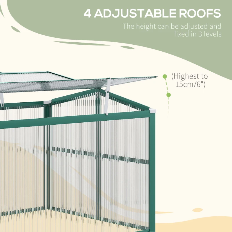 Outsunny Aluminium Cold Frame Greenhouse Garden Portable Raised Planter with Openable Top, 51" x 28" x 24"