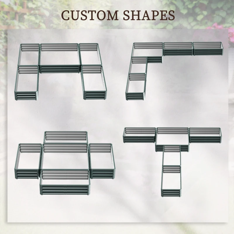 Outsunny Steel Raised Garden Bed, Set of 5 Large Box Planters for Outdoor Plants Vegetables Flowers Herbs, 8x8x1ft, Green