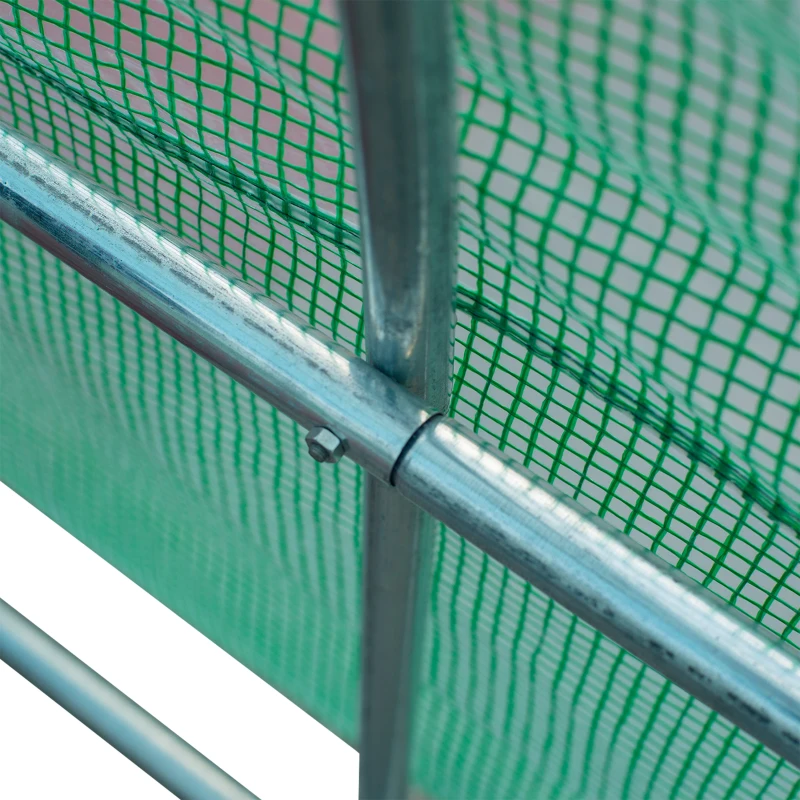 Outsunny 26' x 10' x 6.6' Walk-in Tunnel Hoop Greenhouse, PE Cover, Steel Frame, Roll-Up Zipper Door & 12 Mesh Windows for Flowers, Vegetables, Tropical Plants, Light Green