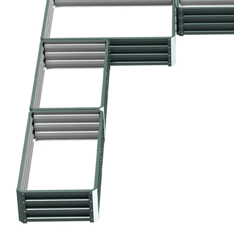 Outsunny Steel Raised Garden Bed, Set of 5 Large Box Planters for Outdoor Plants Vegetables Flowers Herbs, 8x8x1ft, Green