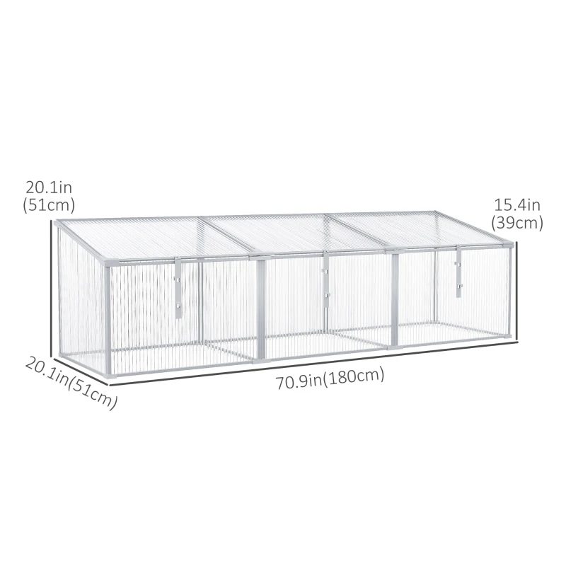 Outsunny 71" Cold Frame Greenhouse Aluminum Vented Easy Greenhouse Portable Raised Planter with Openable Top