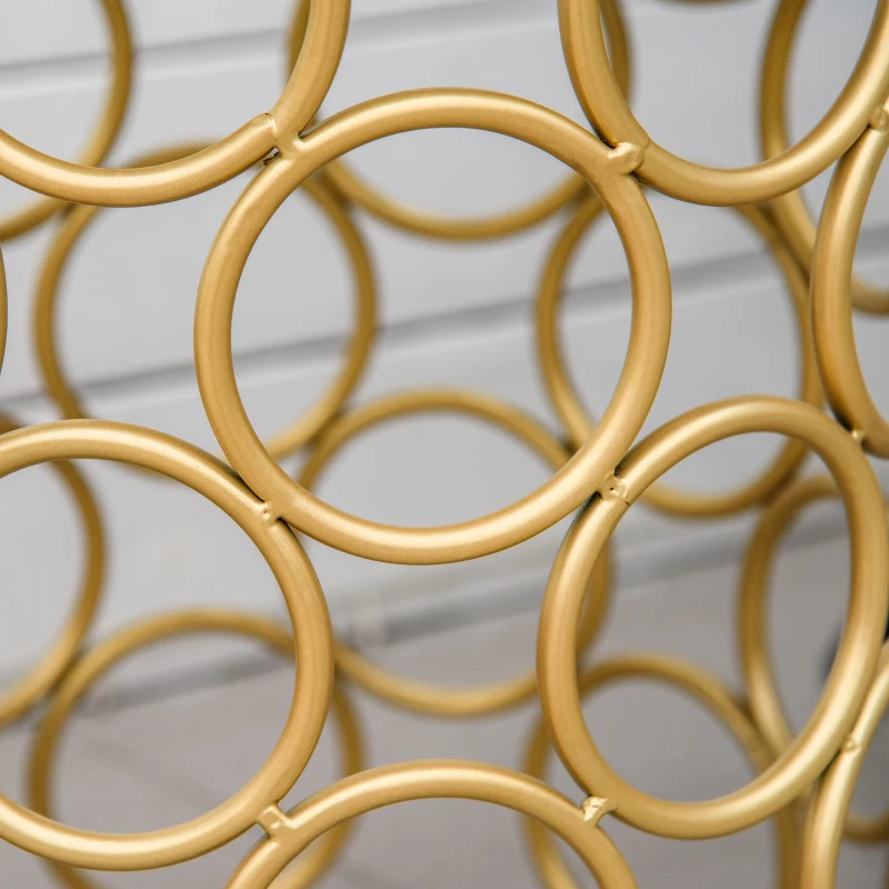 Outsunny Steel Patio End Table, Round Side Table with Hollow Carved Design, Accent Table for Outdoor and Indoor Use, Gold