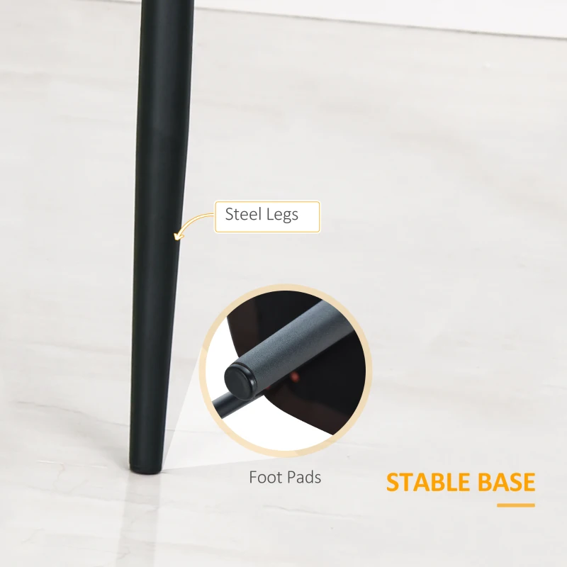 HOMCOM Upholstered Kitchen Chairs, Modern Dining Chairs Set of 2 with Diamond Tufting and Steel Legs for Dining Room, Black