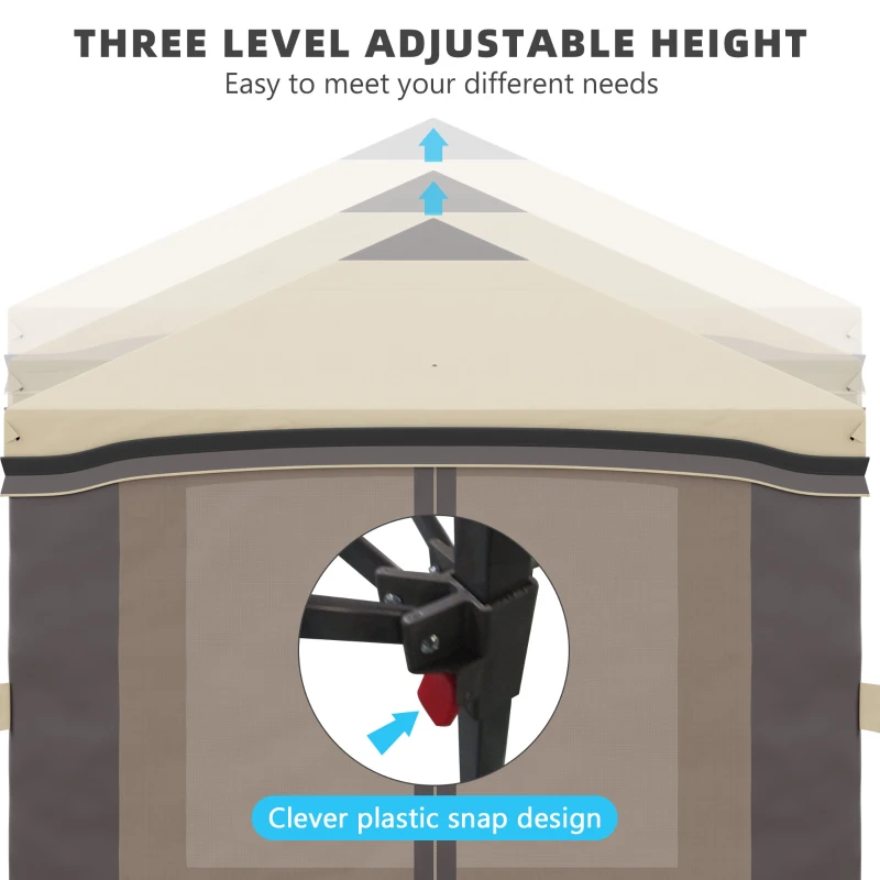 Outsunny 10' x 10' Pop Up Canopy with Netting, Foldable Tents for Parties, Height Adjustable, with Storage Bag for Outdoor, Garden, Patio, Beige