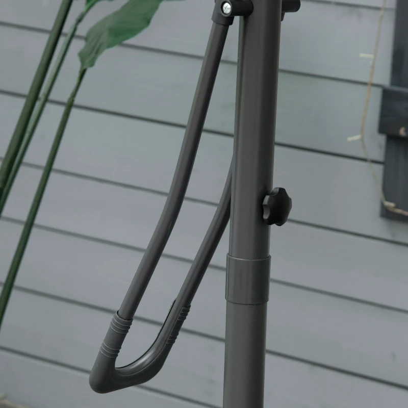 Outsunny 8FT Cantilever Patio Umbrella, Offset Patio Umbrella with Cross Base for Deck, Backyard, Pool and Garden, Hanging Umbrellas, Switch with a Wrench, Dark Gray
