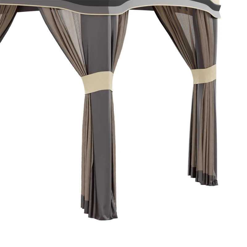 Outsunny 10' x 10' Pop Up Canopy with Netting, Foldable Tents for Parties, Height Adjustable, with Storage Bag for Outdoor, Garden, Patio, Beige