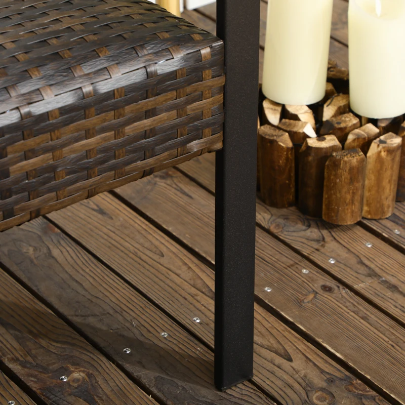 Outsunny Wicker Loveseat, 2-person Patio Furniture Couch, Outdoor Rattan Sofa with Quick Dry Foam and Steel Frame for Balcony, Deck, Garden, and Poolside, Brown