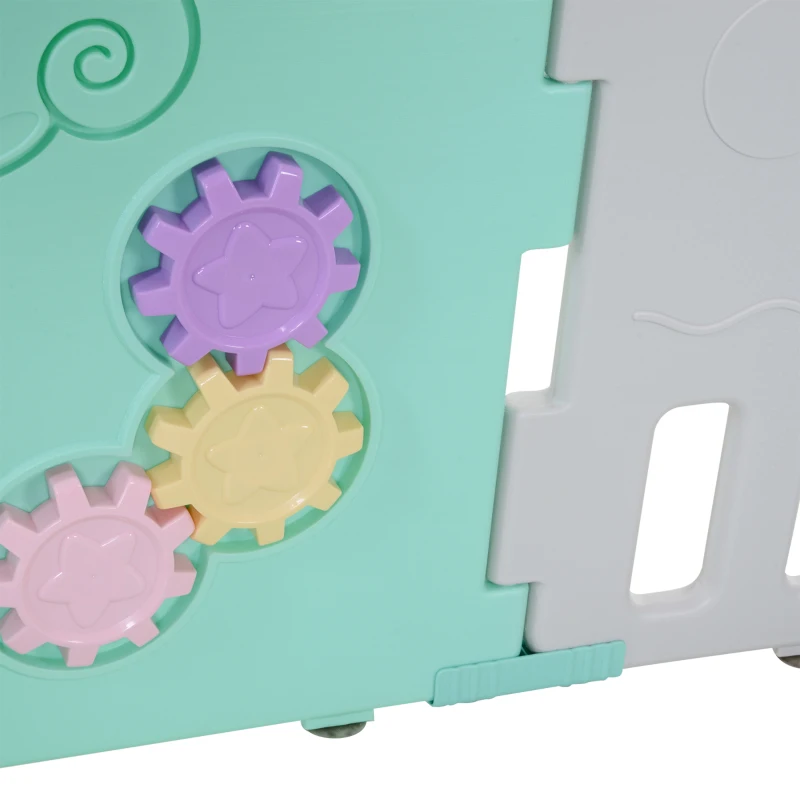 Qaba Baby Enclosure, 14 Panels Baby Playpen Baby Play Yard, Indoor & Outdoor Kids Activity Center, Green