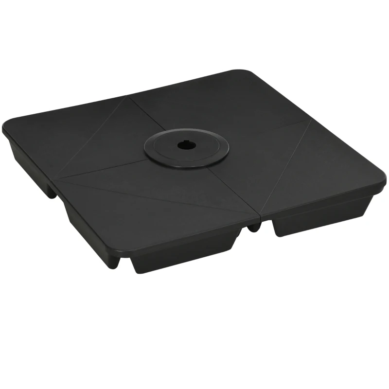 Outsunny 4PCs Cantilever Umbrella Base Weights up to 350lbs for Roma Banana Parasol, HDPE Fillable Offset Patio Umbrella Weights for Cross Base Stand, Black