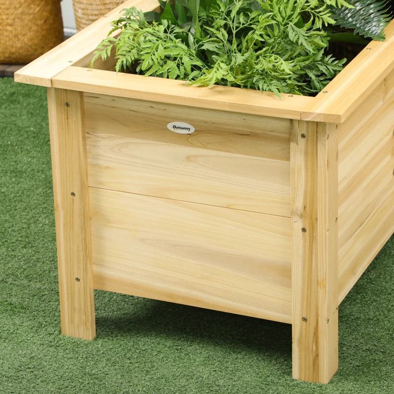 Outsunny Raised Garden Bed, 47.2" x 47.2" x 19.7" Wooden Elevated Planter Box Outdoor with Legs, for Vegetables, Flowers, Herbs, L-shaped, Natural