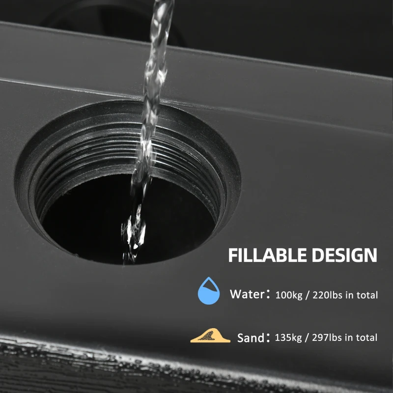 Outsunny 4PCs Cantilever Umbrella Base Weights with Wood-like Finish, Water or Sand Filled Patio Umbrella Weights for Cross Base Stand, Black