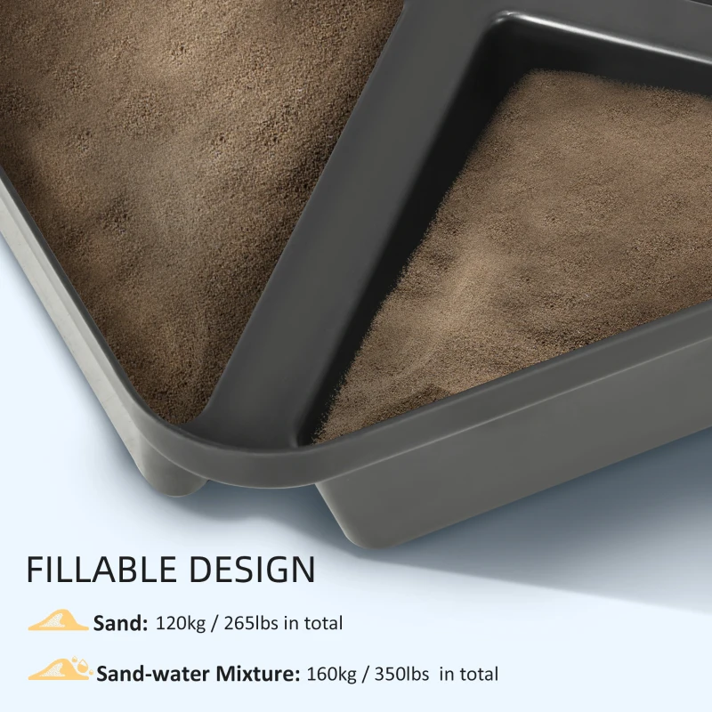 Outsunny 4PCs Cantilever Umbrella Base Weights up to 350lbs for Roma Banana Parasol, HDPE Fillable Offset Patio Umbrella Weights for Cross Base Stand, Black